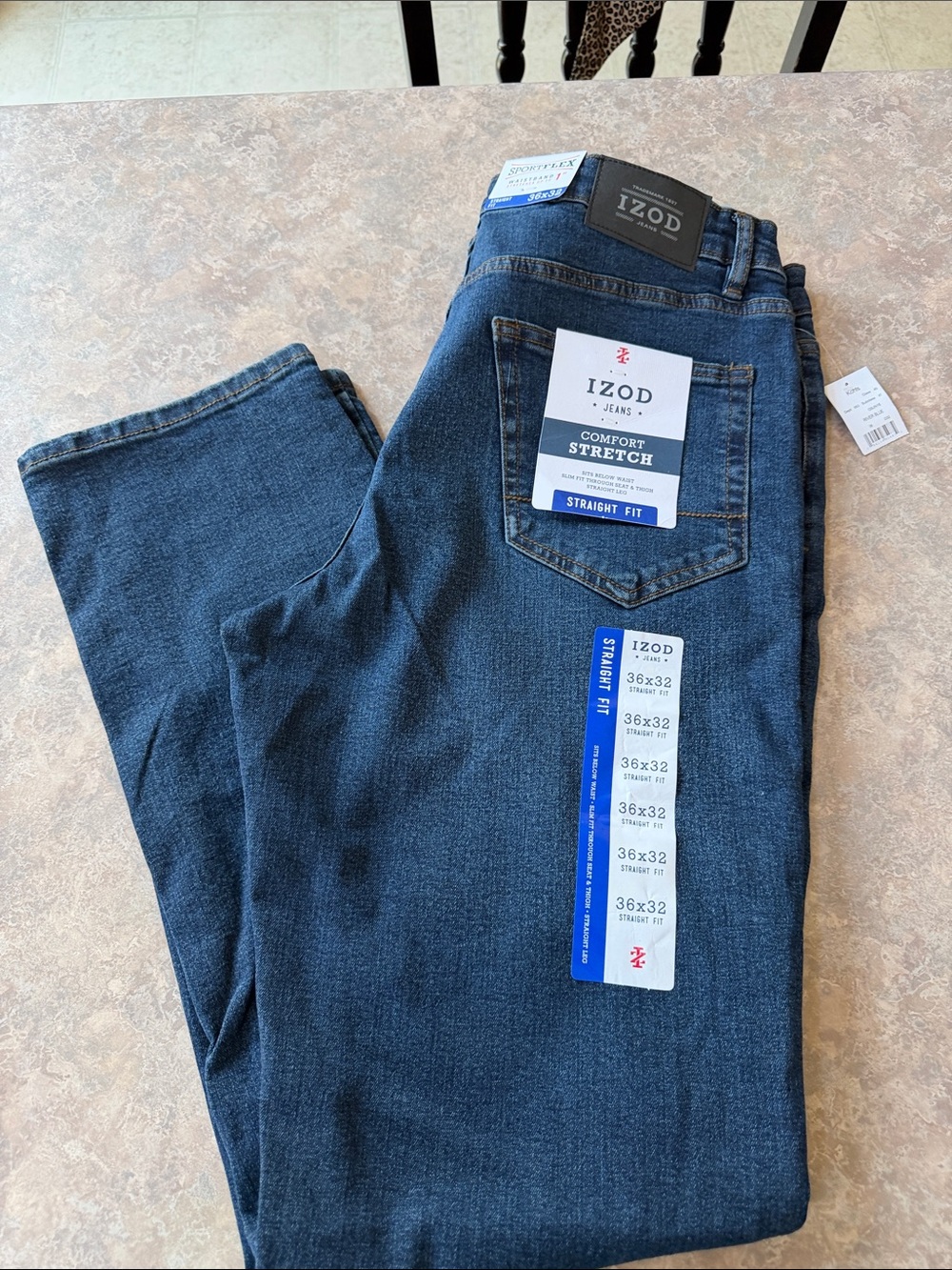 Izod Men's Straight Fit Jeans in Dark Blue Denim